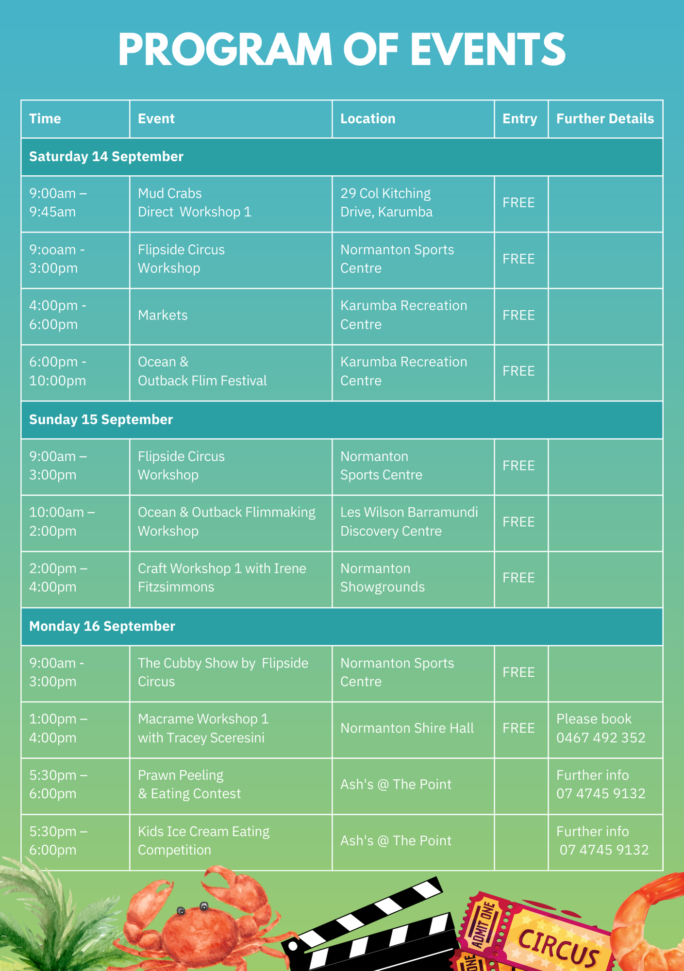 Program of Events Page 1