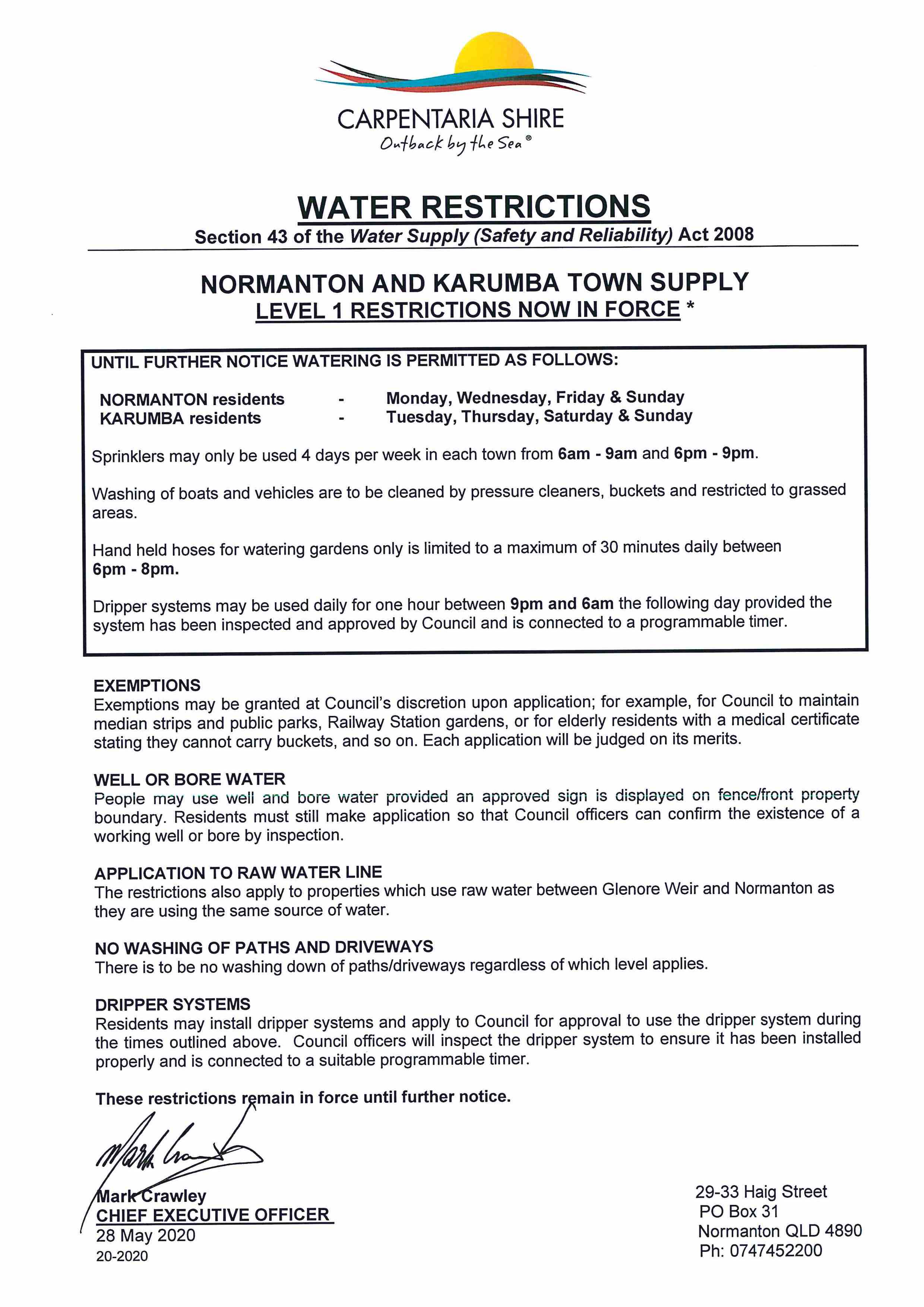 water restrictions